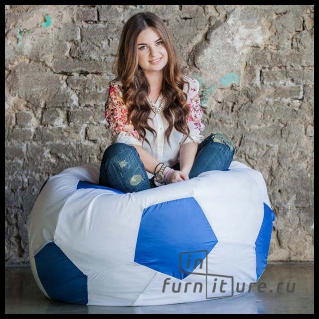 Кресло Мяч Бело-Голубое Оксфорд
