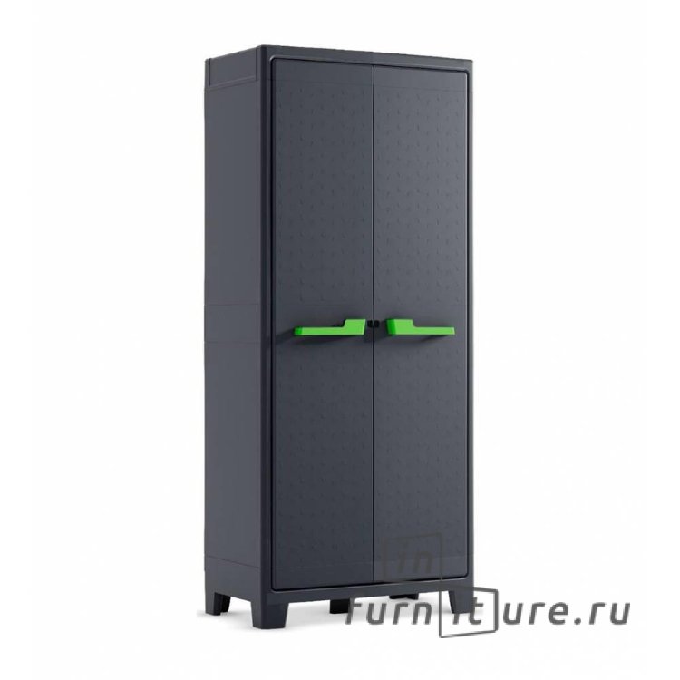 Шкаф пластиковый двустворчатый, темно-серый, 800x440x1820 мм, KIS, Moby