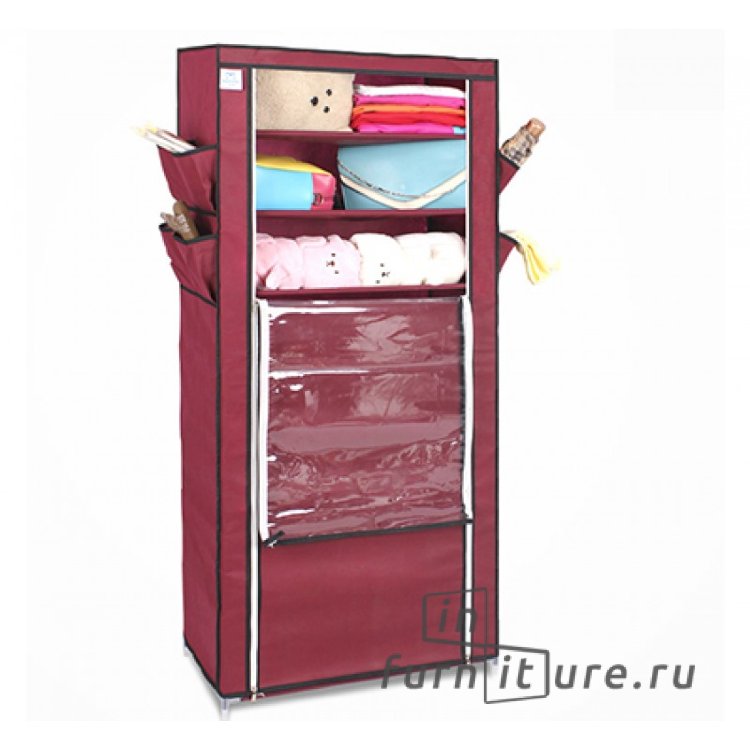 Тканевый шкаф для обуви и аксессуаров Элис, бордовый