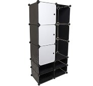 Кубический шкаф из 10 модулей с дверцами и перекладиной для одежды