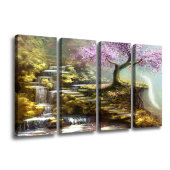 Модульная картина Сакура и водопад