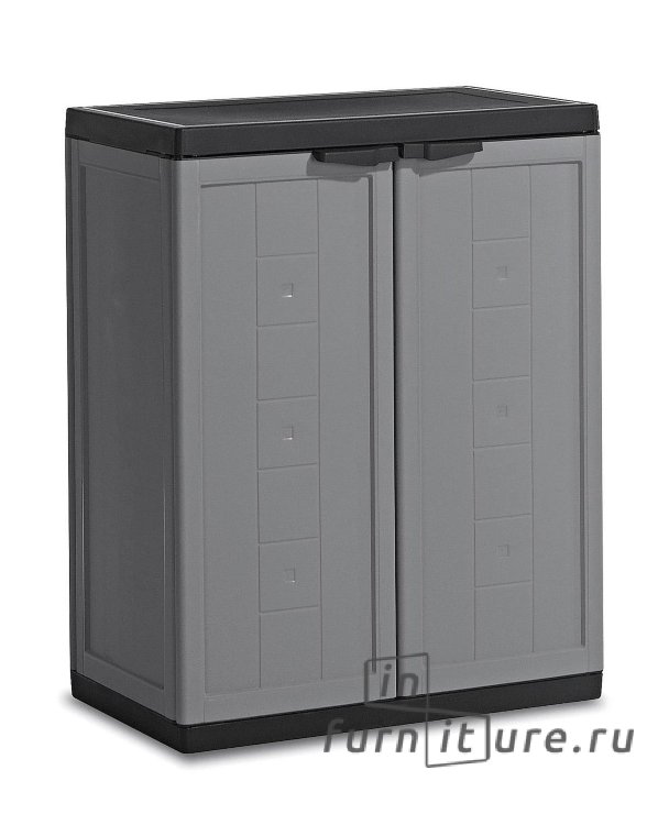 Пластиковый шкаф KIS Jolly Low Cabinet, темно-серый, 680x390x850 мм