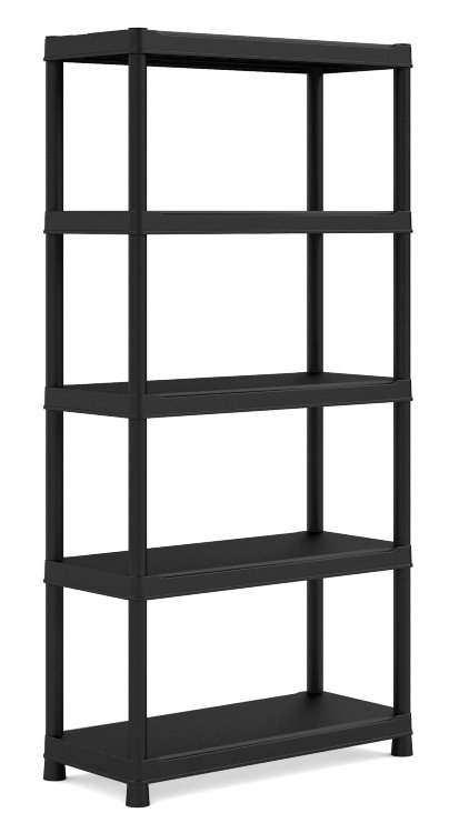Пластиковый стеллаж KIS Plus Shelf 90/40/5, черный, 900x400x1820 мм