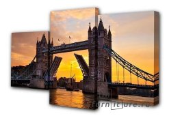 Модульная картина на холсте с подрамником "Лондонский мост на закате"