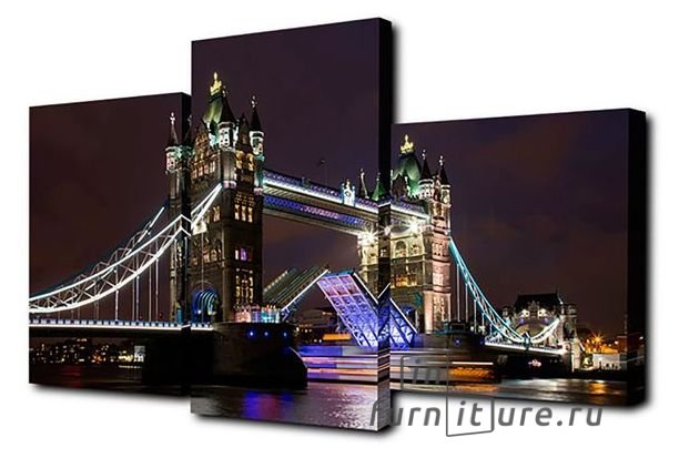 Модульная картина на холсте с подрамником "Ночной Лондонский мост"